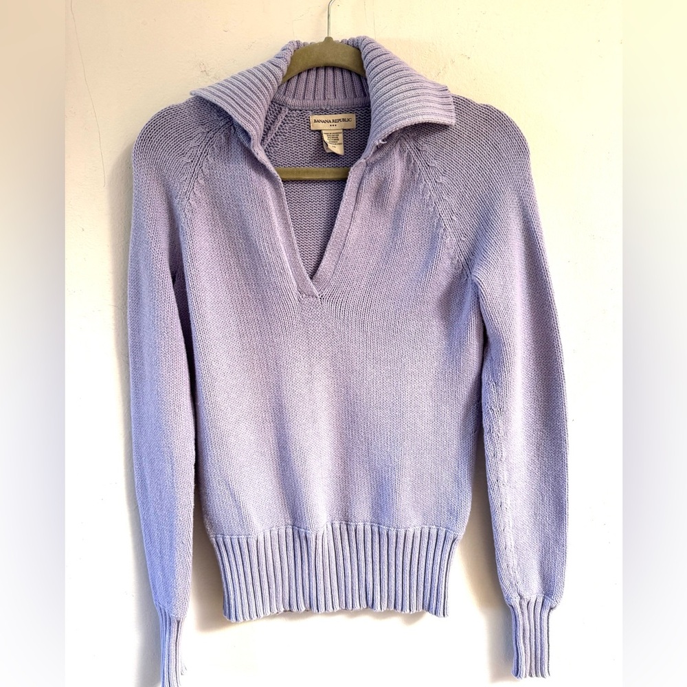 Banana Republic XS periwinkle V-neck Collared Sweater